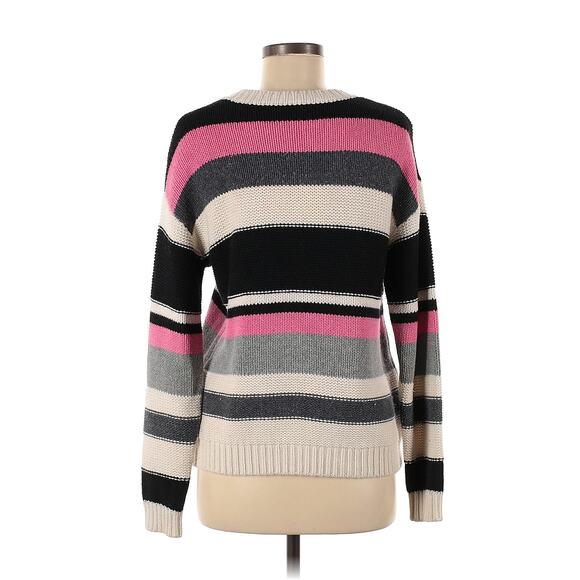 One Grey Day Heath Striped Pink & Black Pullover Sweater - Picture 4 of 4